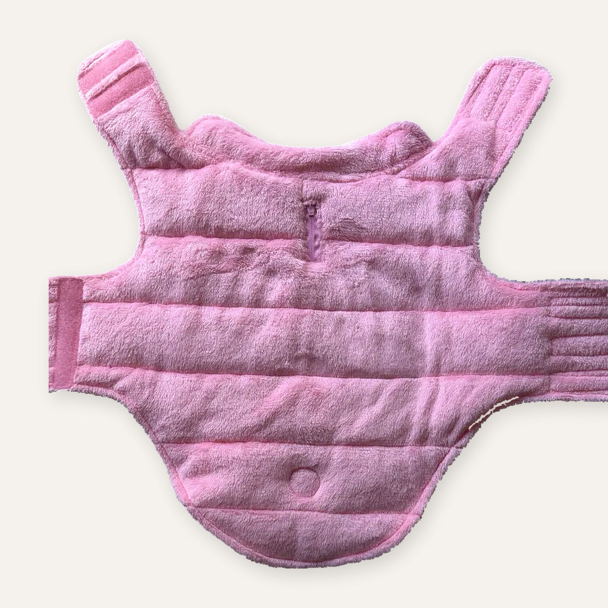 Soft pink plush fleece lining of the Pink Blush dog puffer coat