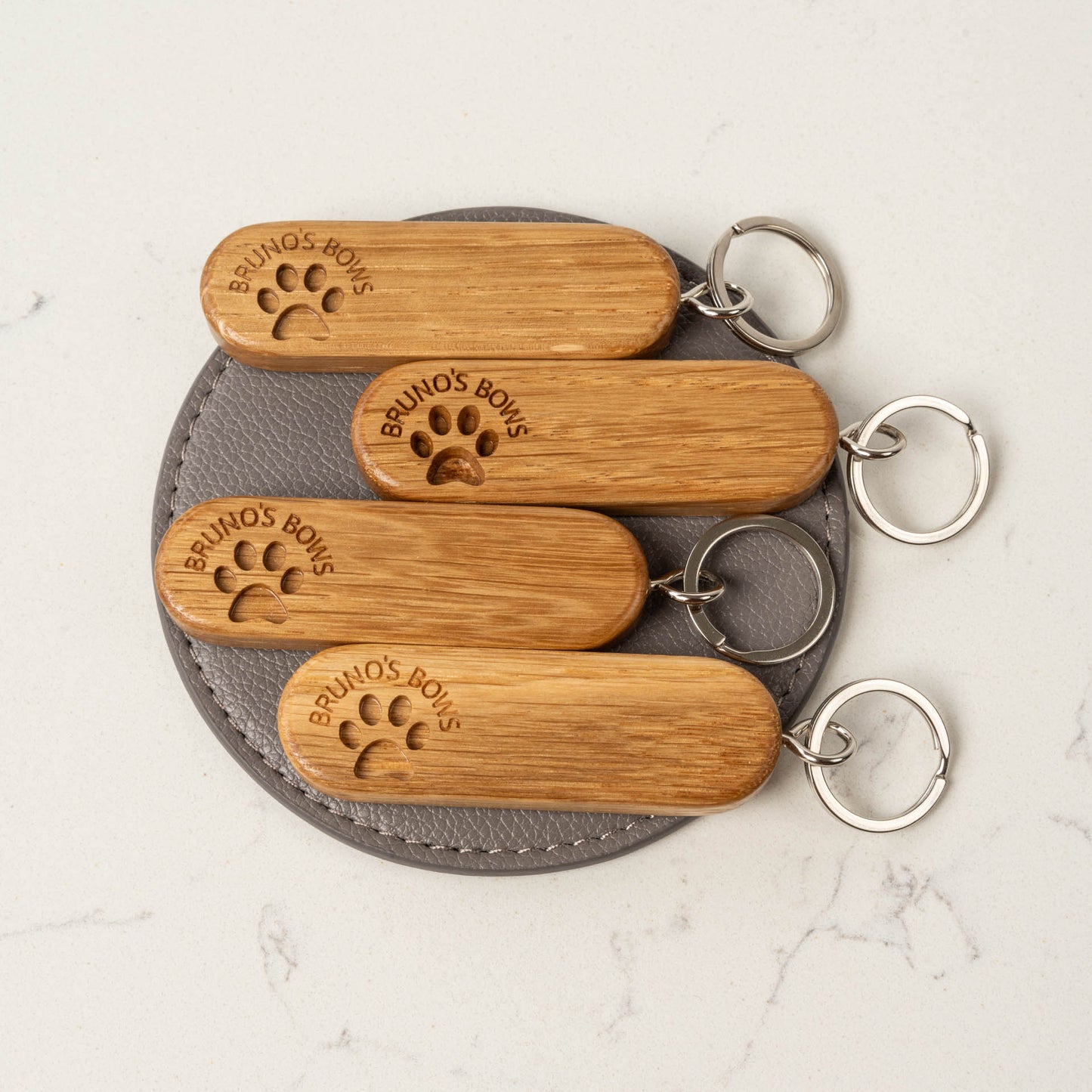 Pet Lovers Keyring In Solid Oak
